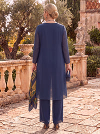 Plus Size Chiffon Mother of the Bride/Groom Dresses Column Long Sleeves Scoop Neck with Jacket