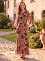 Floral Print Mermaid/Sheath Cape Sleeves Mother of the Bride/Groom Dresses Long Pleated