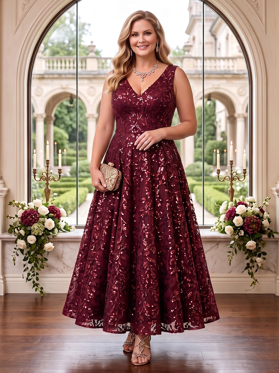 2 Pieces Sequin Plus Size Mother of the Bride/Groom Dresses with Cap V Neck Short Sleeves