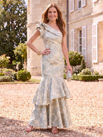 Jacquard Mother of the Bride/Groom Dresses Mermaid/Sheath One Shoulder Tiered Ruffles