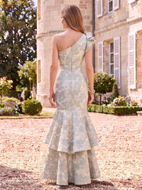 Jacquard Mother of the Bride/Groom Dresses Mermaid/Sheath One Shoulder Tiered Ruffles