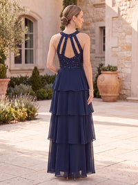 Chiffon Mother of the Bride/Groom Dresses A Line Halter Sleeveless Tiered Ruffles