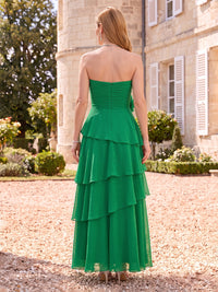 Chiffon Mother of the Bride/Groom Dresses A Line Strapless Sleeveless Tiered Ruffles