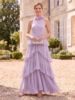 Chiffon Mother of the Bride/Groom Dresses A Line Halter Sleeveless Tiered Ruffles