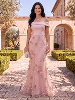 Tulle Mother of the Bride/Groom Dresses Mermaid/Sheath Off the Shoulder Sleeveless 3D Flowers