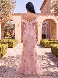 Tulle Mother of the Bride/Groom Dresses Mermaid/Sheath Off the Shoulder Sleeveless 3D Flowers