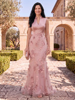 Tulle Mother of the Bride/Groom Dresses Mermaid/Sheath V Neck Sleeveless 3D Flowers