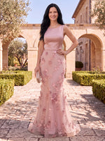 Tulle Mother of the Bride/Groom Dresses Sleeveless Round Neck Mermaid 3D Flowers