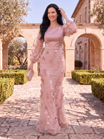 Tulle Mother of the Bride/Groom Dresses Mermaid/Sheath Boat Neck Long Sleeves 3D Flowers