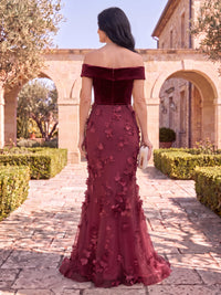 Tulle Mother of the Bride/Groom Dresses Mermaid/Sheath Off the Shoulder Sleeveless 3D flowers