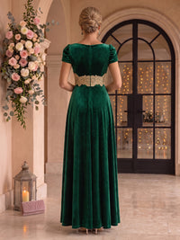 Velvet Mother of the Bride/Groom Dresses A Line V Neck Cap Sleeves