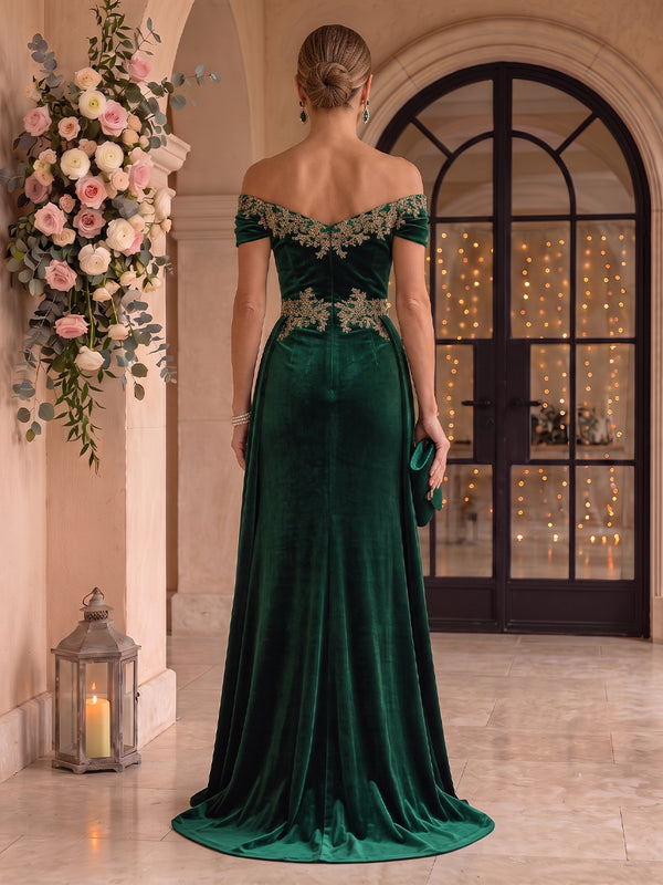 Velvet Mother of the Bride/Groom Dresses Mermaid/Sheath Off the Shoulder Sleeveless