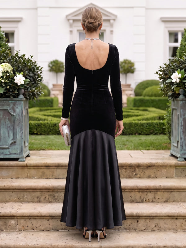 Velvet Mother of the Bride Groom Dresses Mermaid/Sheath Square Neck Long Sleeves
