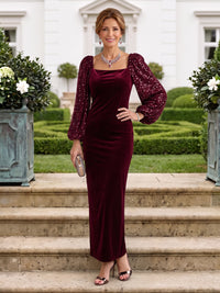 Velvet Mother of the Bride/Groom Dresses Mermaid/Sheath Square Neck Long Sleeves