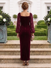 Velvet Mother of the Bride/Groom Dresses Mermaid/Sheath Square Neck Long Sleeves