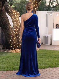 Velvet Mother of the Bride/Groom Dresses Mermaid One Shoulder Long Sleeves