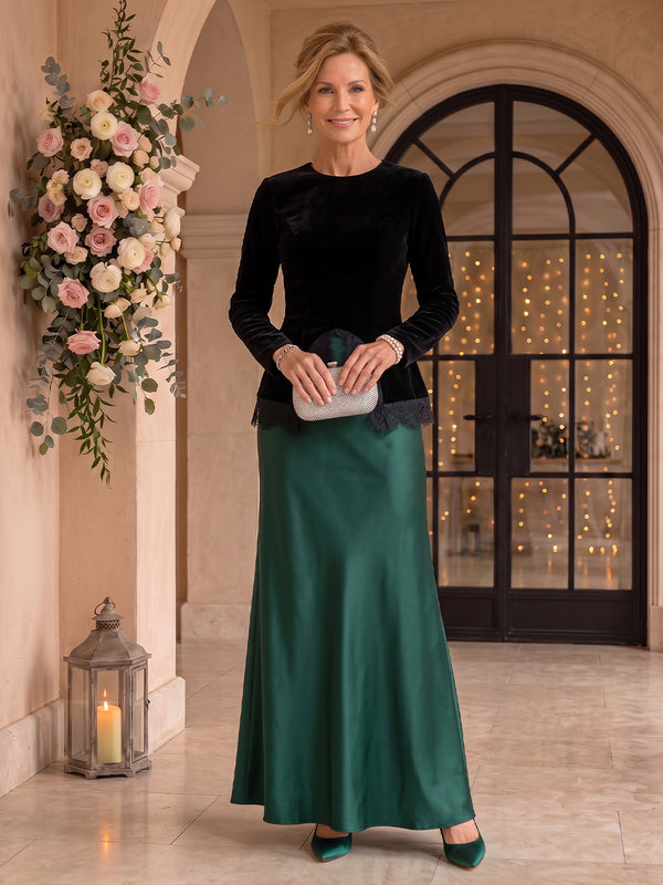 Velvet Mother of the Bride/Groom Dresses Sheath Round Neck Long Sleeves