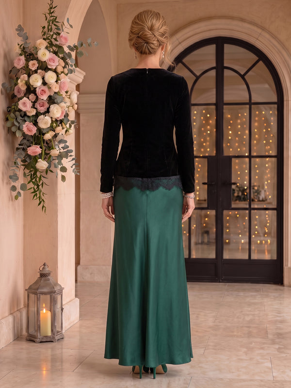 Velvet Mother of the Bride/Groom Dresses Sheath Round Neck Long Sleeves