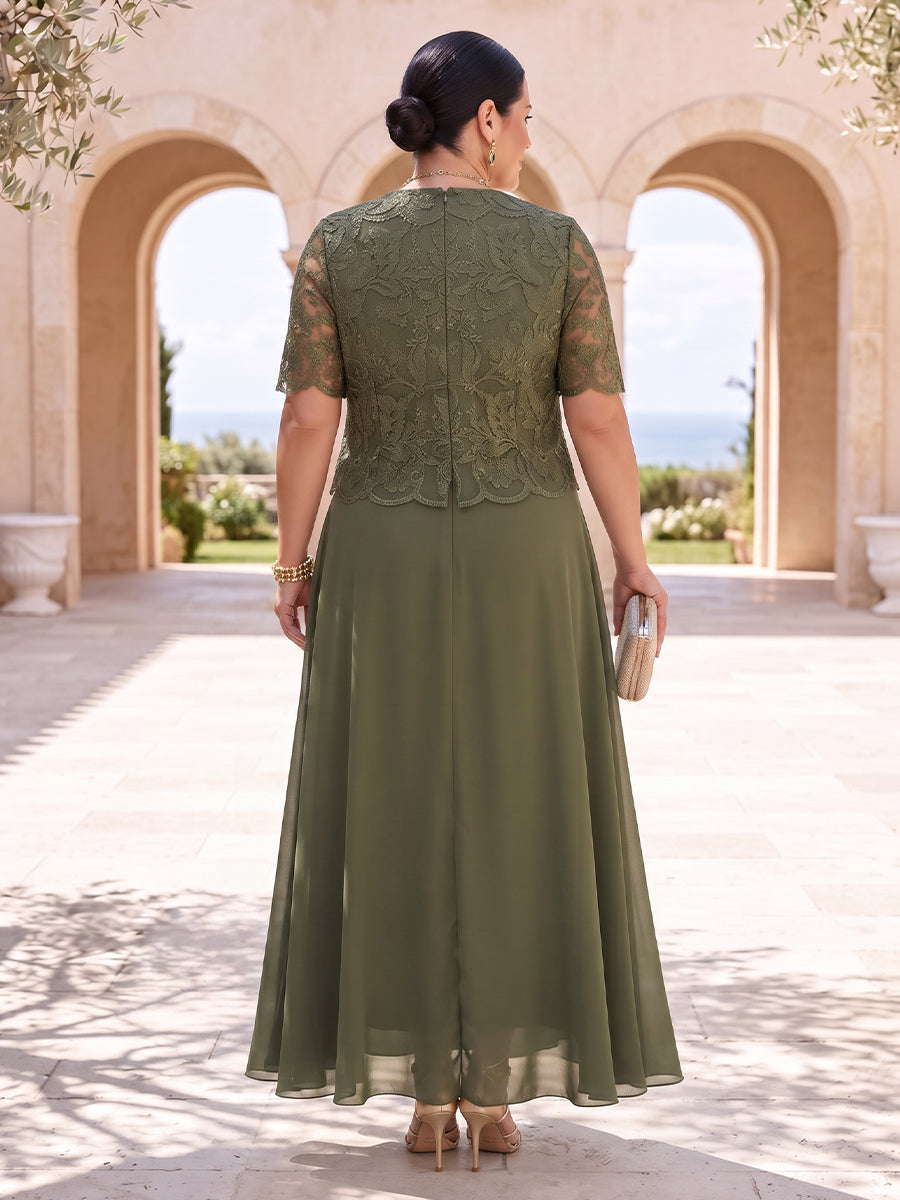 2 Pieces Sequin Plus Size Mother of the Bride Dresses A Line V Neck Short Sleeves with Jacket