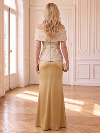 Jacquard Mother of the Bride/Groom Dresses Sheath/Mermaid Off the Shoulder Cap Sleeves Floor Length