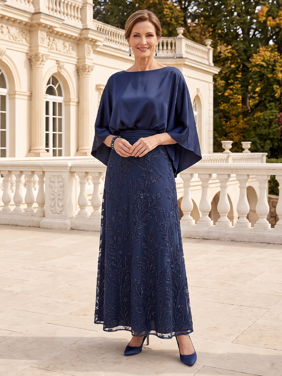 Sequin Cape Sleeves Mermaid/Sheath Mother of the Bride/Groom Dresses Scoop Neck Floor Length