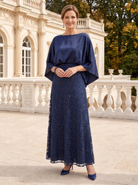 Sequin Cape Sleeves Mermaid/Sheath Mother of the Bride/Groom Dresses Scoop Neck Floor Length