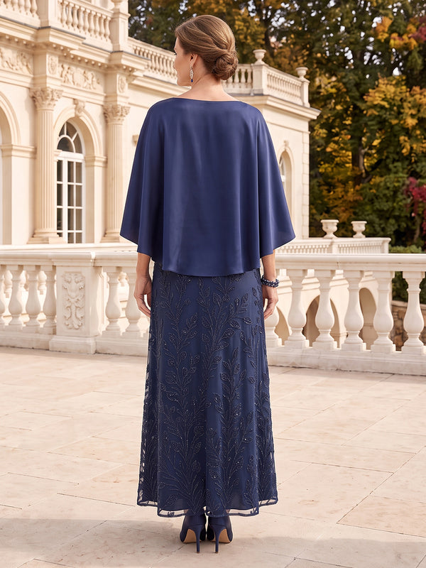 Sequin Cape Sleeves Mermaid/Sheath Mother of the Bride/Groom Dresses Scoop Neck Floor Length