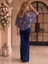Velvet Sequin Mermaid/Sheath Mother of the Bride/Groom Dresses with Cape Sleeves Scoop Neck