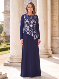 Long Sleeves Sequin Mother of the Bride/Groom Dresses Scoop Neck Mermaid/Sheath Formal Gown