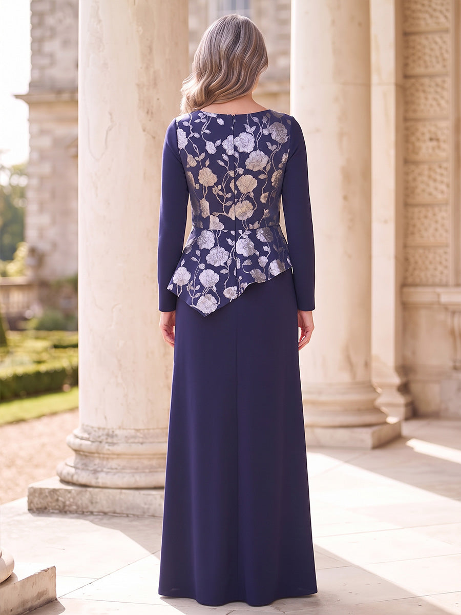 Long Sleeves Sequin Mother of the Bride/Groom Dresses Scoop Neck Mermaid/Sheath Formal Gown