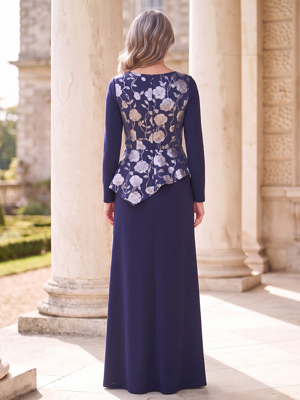 Long Sleeves Sequin Mother of the Bride/Groom Dresses Scoop Neck Mermaid/Sheath Formal Gown