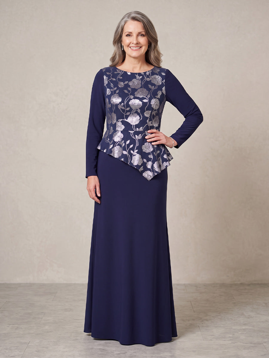 Long Sleeves Sequin Mother of the Bride/Groom Dresses Scoop Neck Mermaid/Sheath Formal Gown