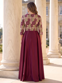 Jacquard Plus Size 3/4 Sleeves Mother of the Bride/Groom Dresses Sweetheart A Line Floor Length