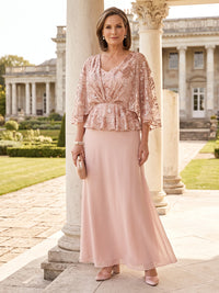 Sequin Plus Size Cape Sleeves Mermaid/Sheath Mother of the Bride/Groom Dresses V Neck Floor Length