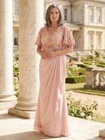 Sequin Plus Size Short Sleeves Mermaid/Sheath Mother of the Bride/Groom Dresses Ruffle V Neck Floor Length