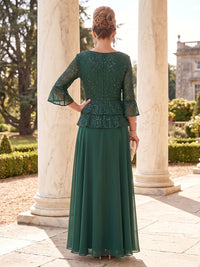 Long Sleeves Sequin Mother of the Bride/Groom Dresses Cowl Neck A Line Floor Length Formal Gown