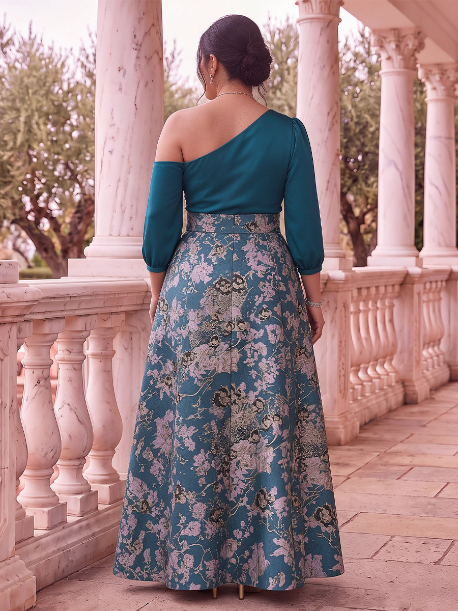 Jacquard Long Sleeves Mother of the Bride/Groom Dresses Off the Shoulder Floor Length A Line