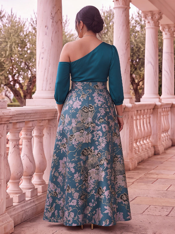 Jacquard Long Sleeves Mother of the Bride/Groom Dresses Off the Shoulder Floor Length A Line
