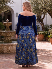 Velvet Sequin Long Sleeves Off the Shoulder Mother of the Bride/Groom Dresses Floor Length A Line