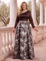 Jacquard Mother of the Bride/Groom Dresses Long Sleeves Floor Length A Line Formal Dresses