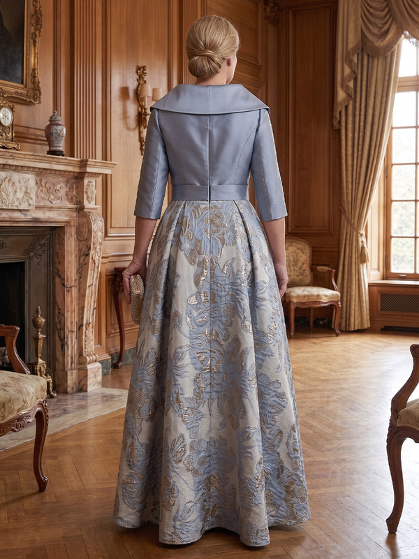 Jacquard Long Sleeves Mother of the Bride/Groom Dresses V Neck High Low A Line