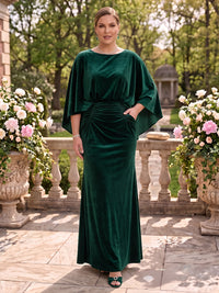 Velvet Cape Sleeves Mother of the Bride/Groom Dresses Scoop Neck Mermaid/Sheath Floor Length