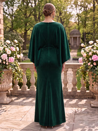 Velvet Cape Sleeves Mother of the Bride/Groom Dresses Scoop Neck Mermaid/Sheath Floor Length