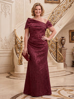 Jacquard Plus Size Cap Sleeves Sequin Mermaid Mother of the Bride/Groom Dresses Floor Length