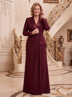 Plus Size Long Sleeves Mermaid/Sheath Mother of the Bride/Groom Dresses Satin Floor Length