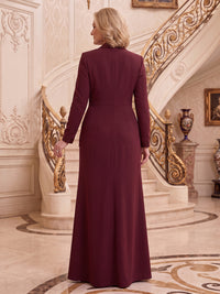 Plus Size Long Sleeves Mermaid/Sheath Mother of the Bride/Groom Dresses Satin Floor Length
