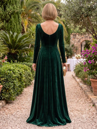 Velvet Long Sleeves A Line Mother of the Bride/Groom Dresses Square Neck Floor Length