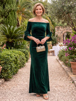Short Sleeves Velvet Mother of the Bride/Groom Dresses Off the Shoulder Mermaid/Sheath Floor Length