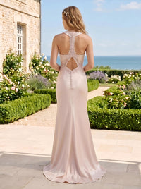 Satin Mermaid Halter Sleeveless Bridesmaid Dresses
