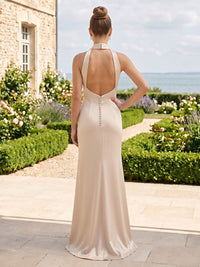Satin Mermaid V Neck Sleeveless Bridesmaid Dresses